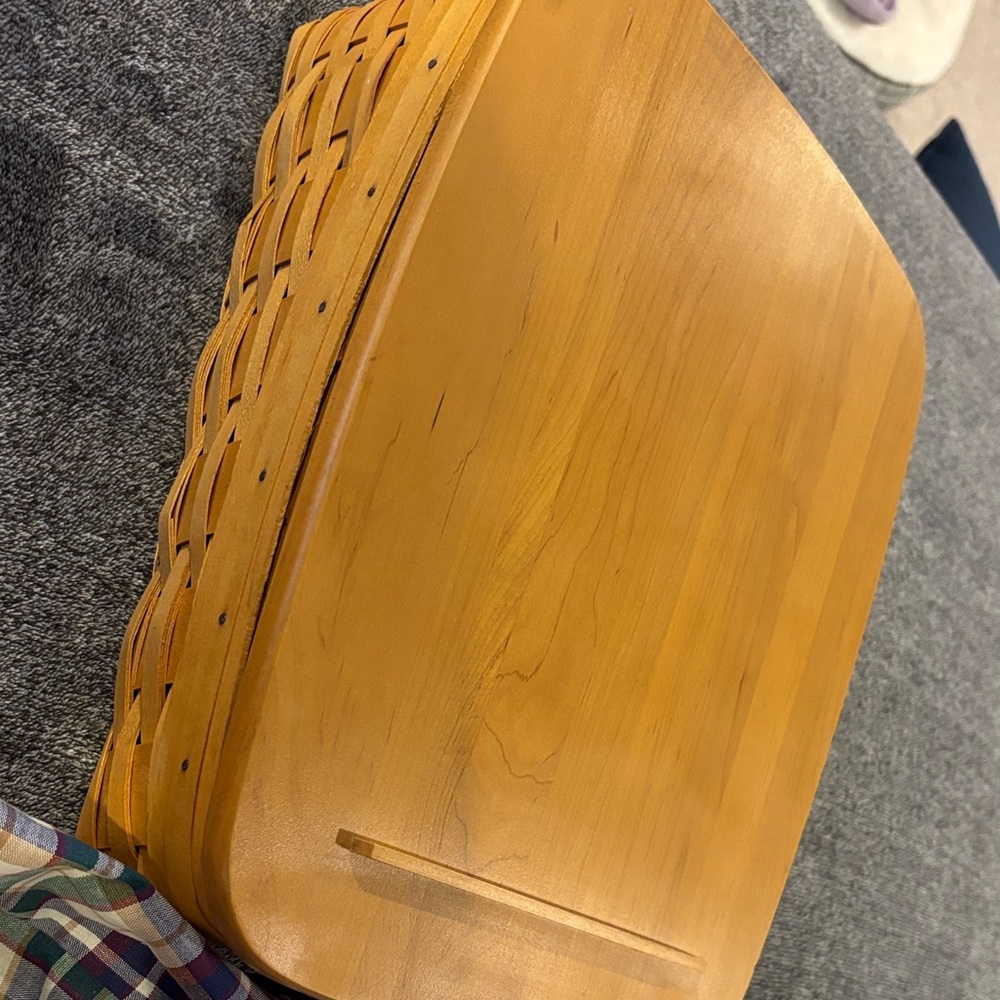 Longaberger Paper Tray basket with lid, protector, liner Excellent condition